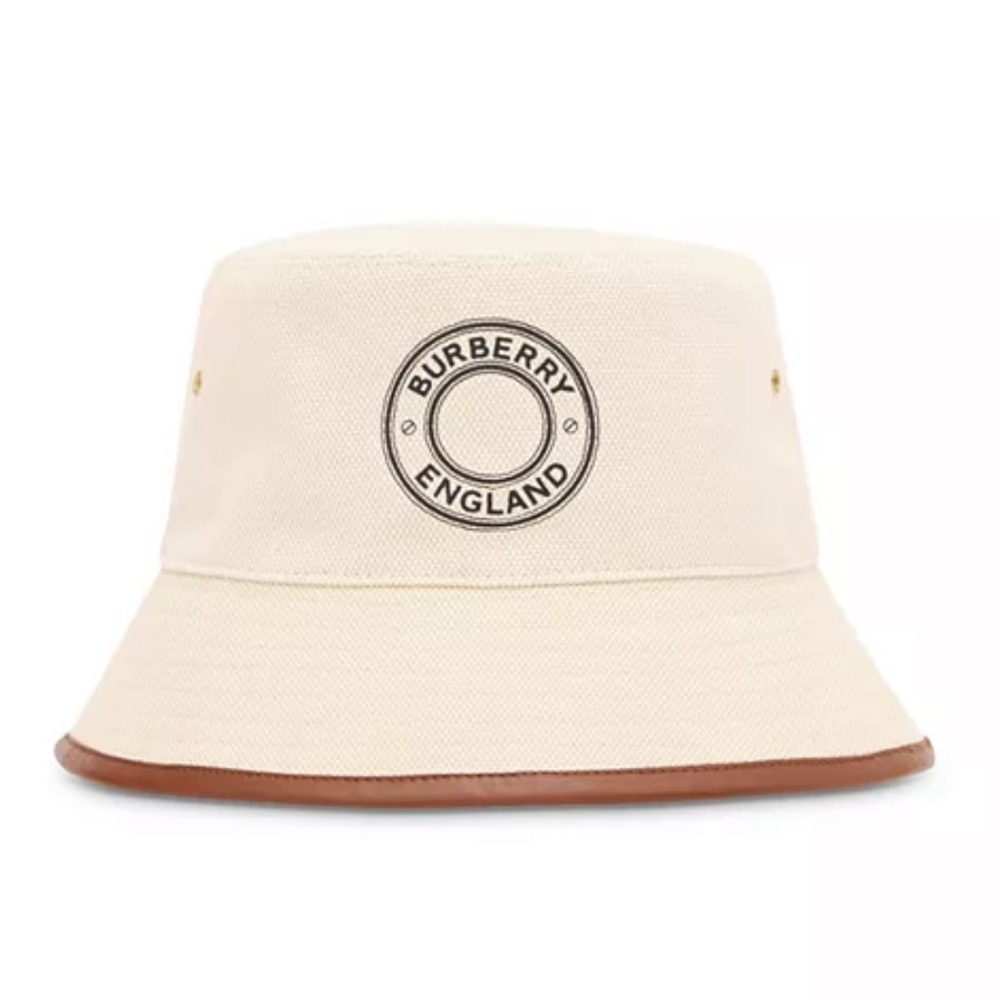 Authentic Burberry Canvas ,Leather Bucket Hat Size XL